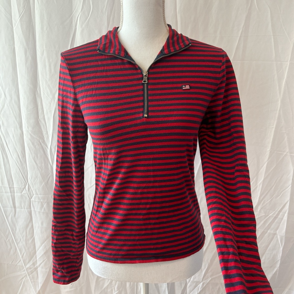 Striped quarter zip